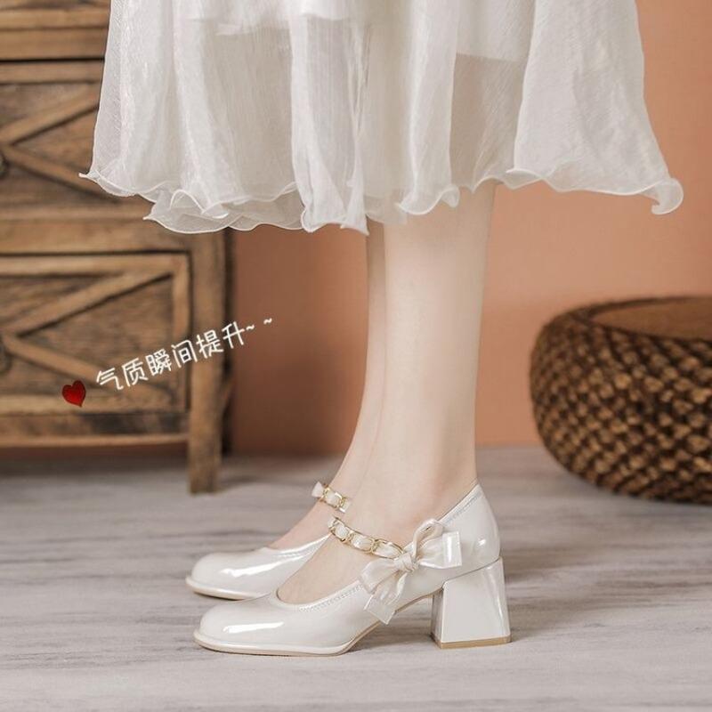 Fashion French Ladies Mary Janes Shoes Luxury Brand Sexy High Heel Banquet Sandals Designer New Light Grace Party Shoes Pumps Shoe Mujer