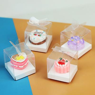 2 Piezas Mini Caja Transparente para Pastel de Casa de Muñecas Caja de Embalaje de Postre de Simulación para Casa de Muñecas Accesorios para Casa de Muñecas Juguetes de Imitación