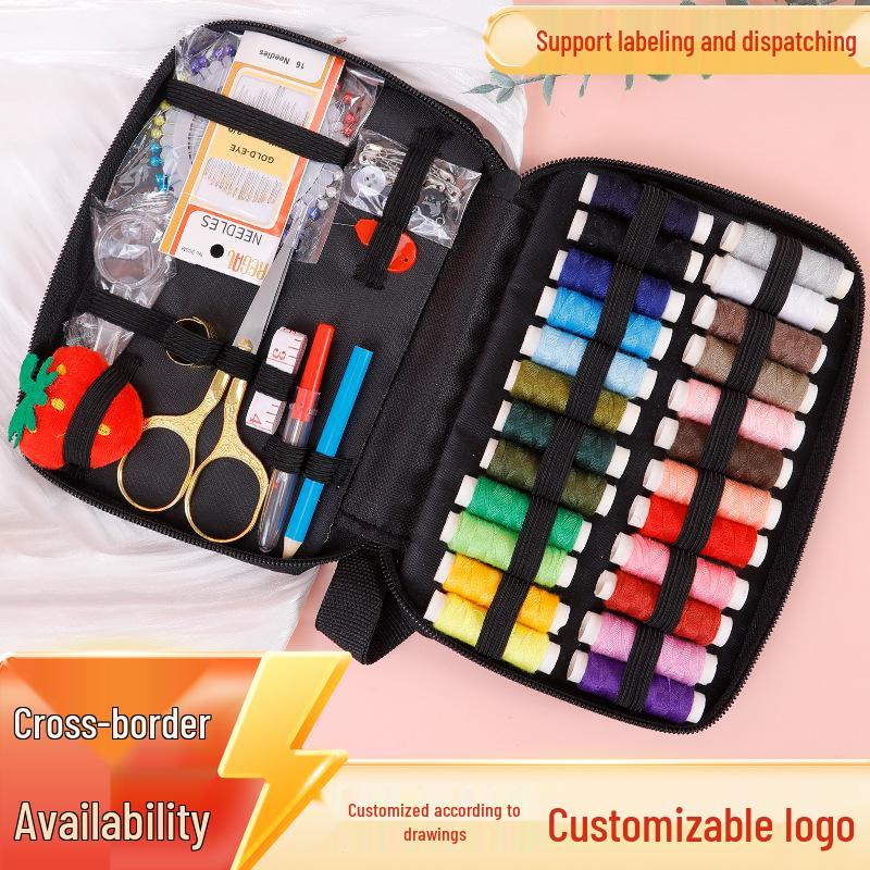 Portable Needle and Thread Kit with Holder for Home and Travel Sewing