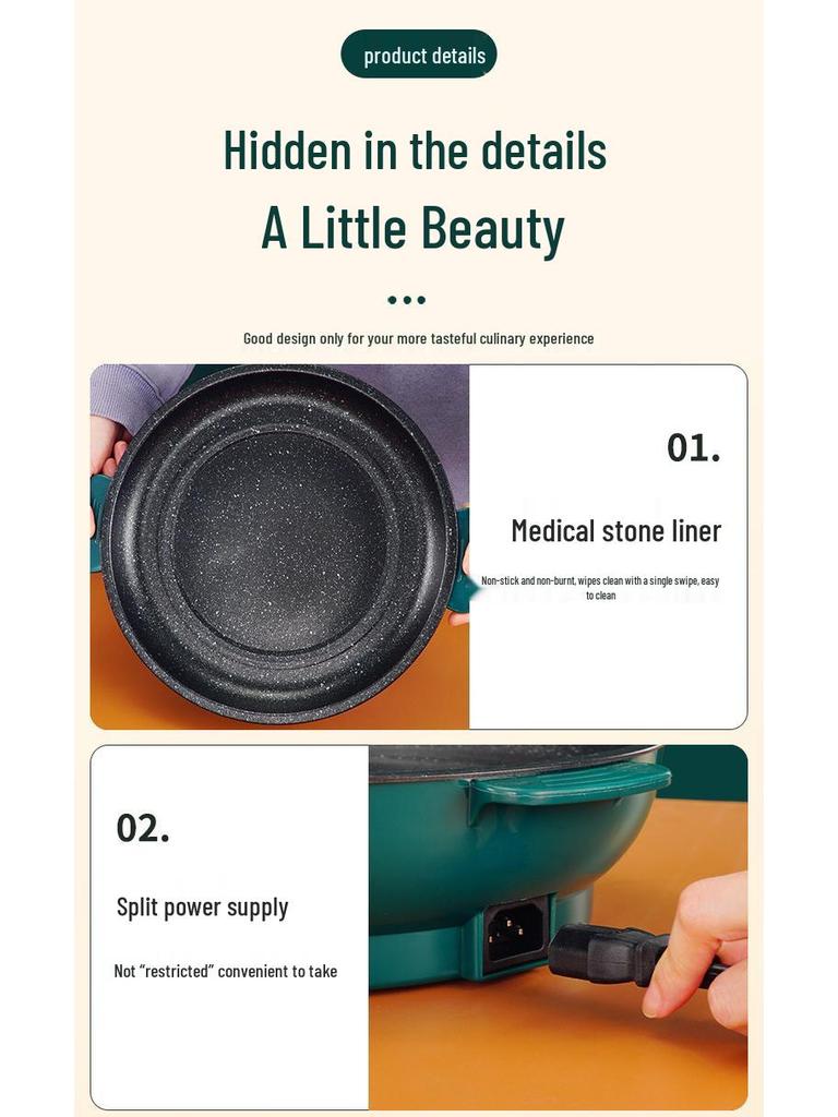 110V Mini Non-Stick Electric Baking Pan & Frying Pot: Multifunctional Home Oven & BBQ Stove