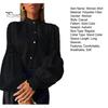 Stehkragen Bluse Damen Stickerei Spitze Hemd, Herbst Laternenärmel Bluse, Hemden Normale Passform Einfarbige Knopfleiste Lässig Formell Oberteil Polyester