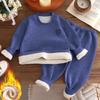 Ensemble de Sous-vêtements Chauds pour Enfants Neuf 2 Pièces/Ensemble Garçons et Filles Hiver Dessin Animé Épais Col Rond Vêtements de Nuit