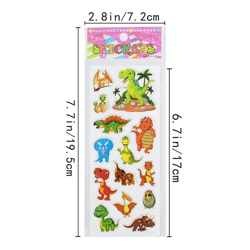 6/12/24pcs 3d Stationery Stickers Reusable Cartoon Dinosaur Design Office Cultural And Educational Supplies Student Rewards TMZ