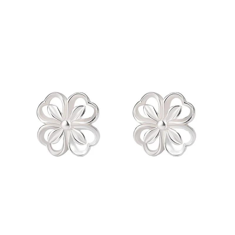PONYKISS Tibetisches Silber Hohl Herz Blume Ohrstecker für Damen Romantische Pflanze Mode Leichter Luxus Accessoires