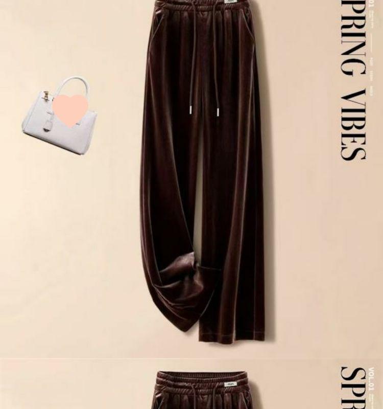 Fleece-Lined Gold Velvet High-Waisted Straight-Leg Pants (2025 Winter Edition)