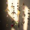 Crystal Wind Chime Star Moon Sun Catchers Windchimes Plated Colorful Beads Hanging Drop for Outdoor Indoor Garden Decor Craft