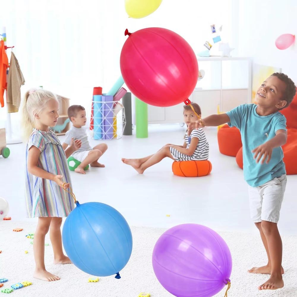 50 Stück Neue Bunte Punch-Ballons mit Gummiband-Griff Lustiges Outdoor-Spielzeug Hüpfbälle Partydekoration