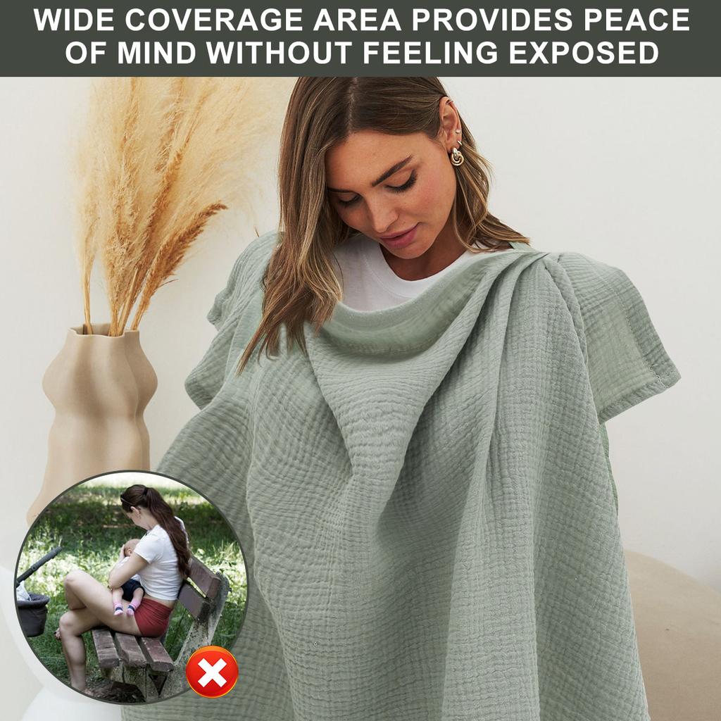 Înveliș din Muslin pentru Alăptare pentru Bebeluș Alăptare Respirabil Înveliș pentru Alăptare cu Decolteu Arcuit pentru Femei Mame Șorț pentru Alăptare