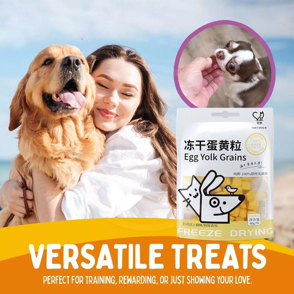 40g Freeze Dried Egg Yolk Granules Beautify Smoothing Hair Pet Safe Freeze-dried Snacks Food Ca M9Q8