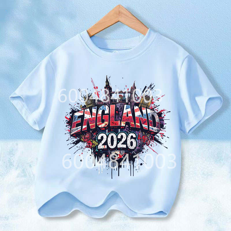England Flag Retro Style Graphic Children Shirt Kid Boys Girls Summer Cotton Short Sleeve Little Soccer Fan Casual Daily Wear