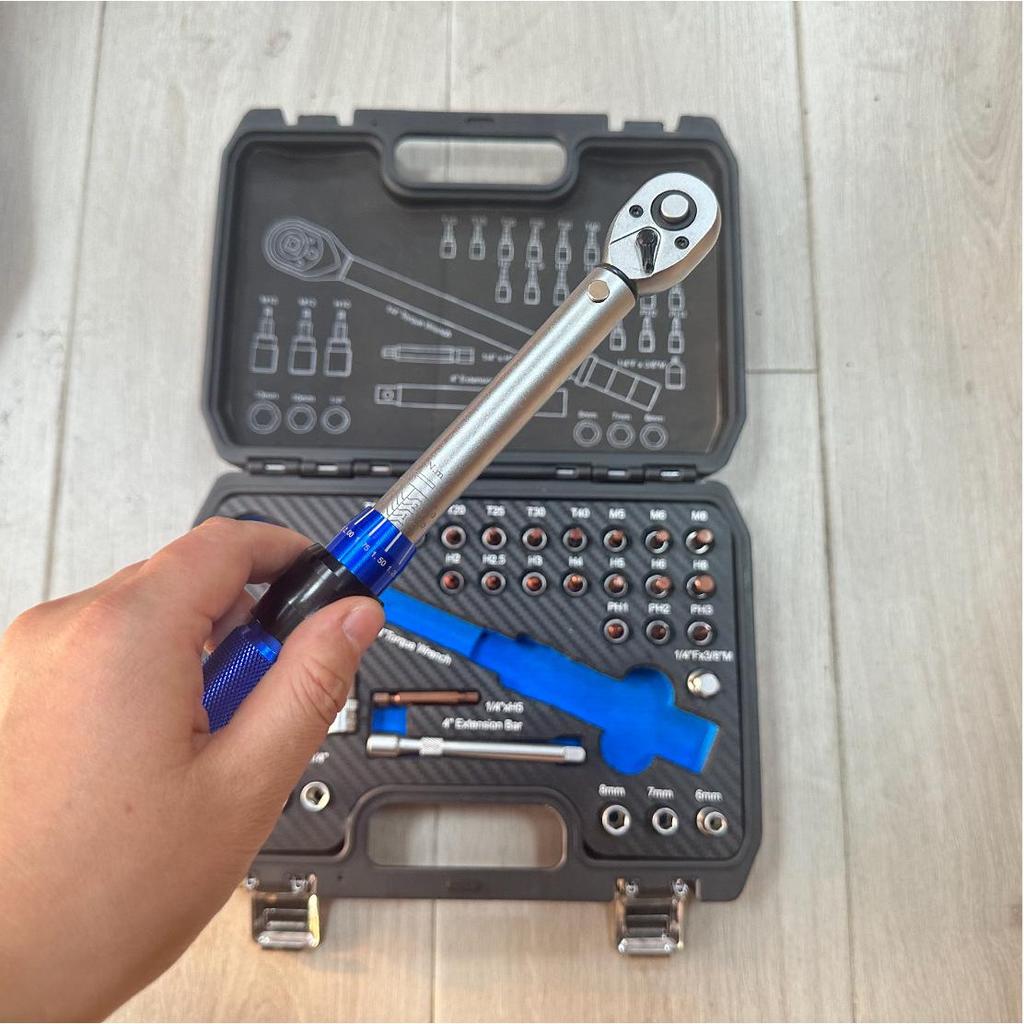 1/4" Adjustable Torque Wrench 5-25NM Preset Quick Release Set