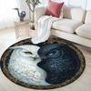 Yin Yang Owl Round Area Rug,Carpet Rug for Living Room Bedroom Sofa Playroom Decor,Non-slip Floor Mat