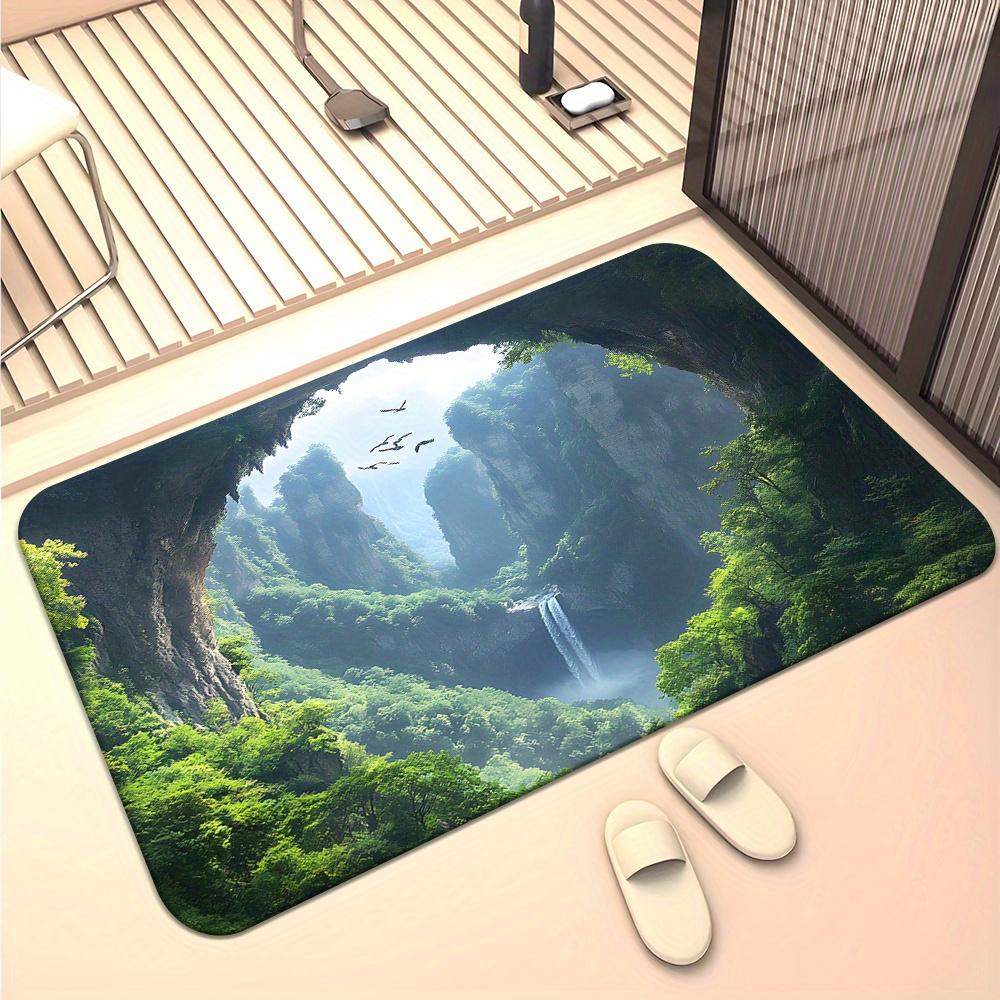 Mountain Waterfall Doormat: Transform Your Entryway with Scenic Forest Art - Durable Outdoor Welcome Mats | Nature Lover Gifts