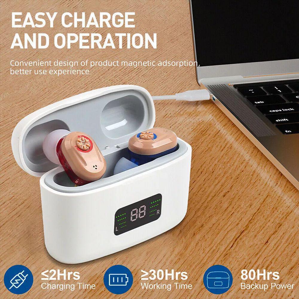 Digital Display TWS Charging Case Hearing Aid for Seniors - In-ear Sound Amplifier