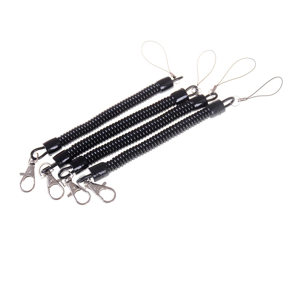 Outdoor Black PU spring rope Elastic Belt Keychain Camping Tool X