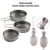 Camping Bowl and Utensil Set 3 Bowls Spoon Fork Combo Titanium Bowl with Folding Handle Ultralight