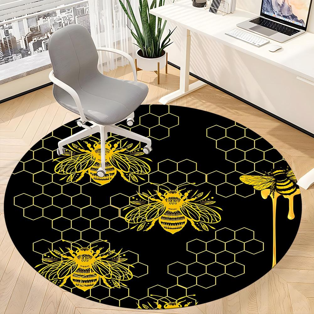 1 stuks Bijenraat Kantoor Ronde Vloerkleed, Binnenvloerkleed Geschikt Voor Kantoor, Onder Kantoorbureaus Slaapkamer Woonkamer Huisdecoratie, Kamer Decoratie