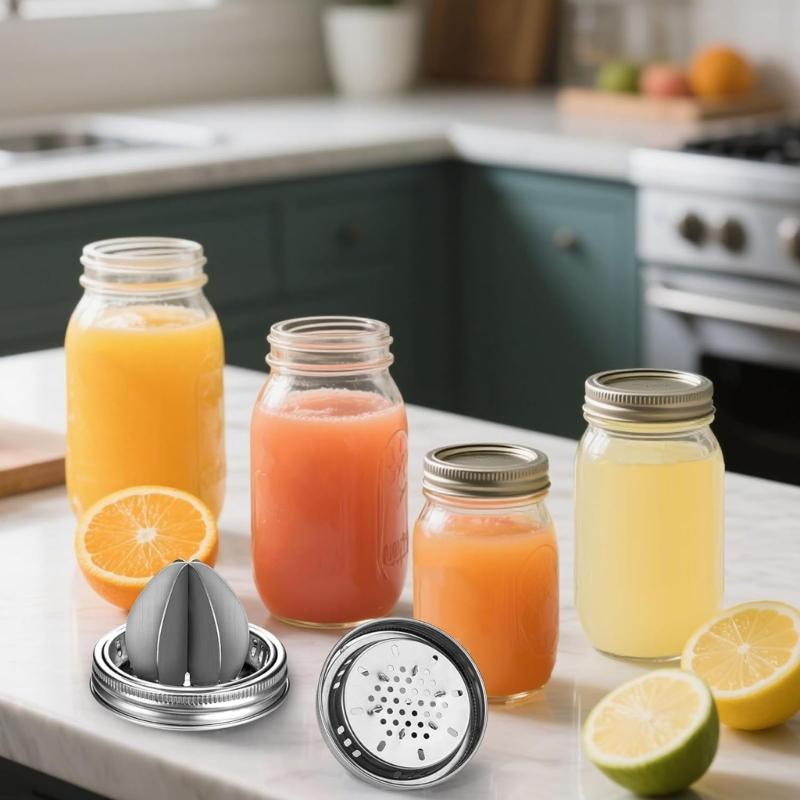 Mason Jar Stainless Steel Juicer Lid Wide Mouth Mason Jar Juicer Lid Stainless Steel Manual Citrus Lemon Juicer Lid Home