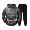 Herren Fleece-gefüttertes Kapuzenpullover Jogginghosen Set Streetwear Lässiges Outfit Winter