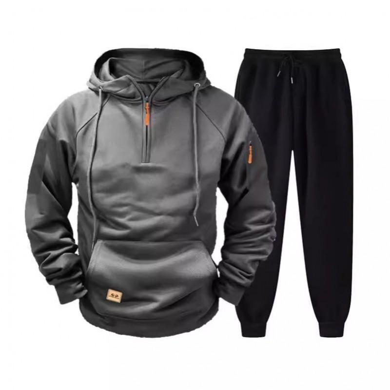 Herren Fleece-gefüttertes Kapuzenpullover Jogginghosen Set Streetwear Lässiges Outfit Winter