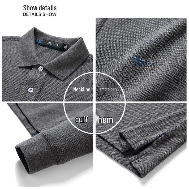 Septwolves Men's Pure Cotton Long-Sleeved Polo Shirt