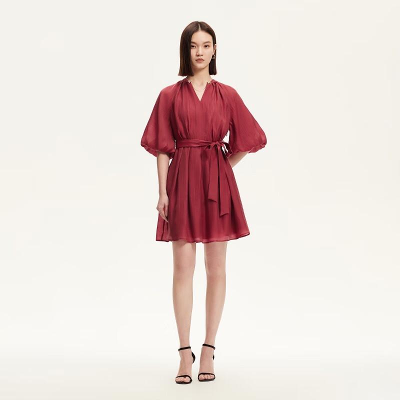 

VEROMODA 2025 Summer Lyocell Blend Tie-Waist Short Dress with Butterfly Chain XS