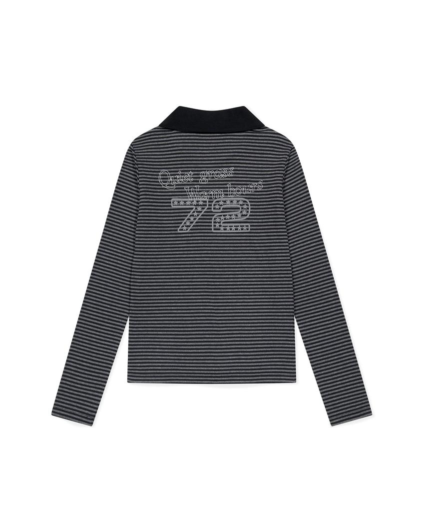 Sseonleobeutueo W 72 Stripe Ls Polo Black