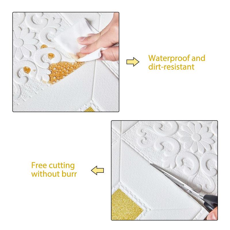 10PCS 3D Tile Brick Wall Sticker Wallpaper Self-adhesive Waterproof Foam Panel