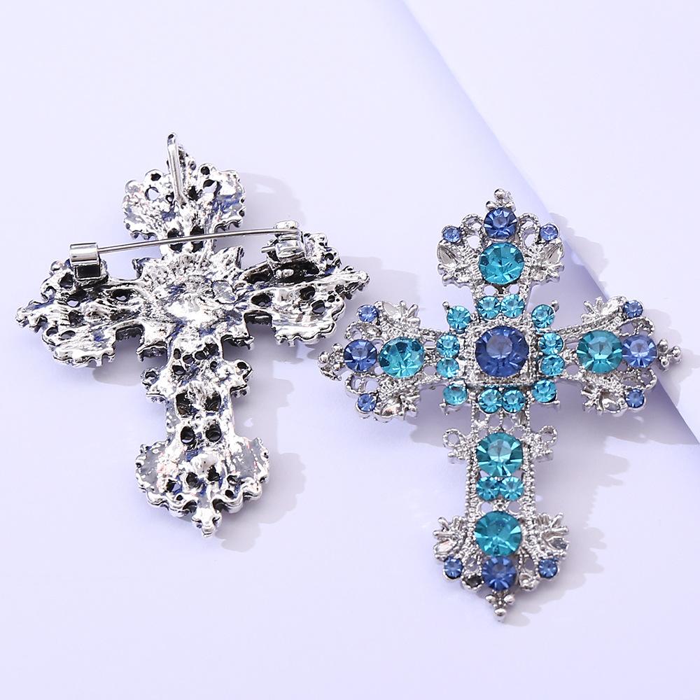 2026 Fashion Creative Alloy Rhinestone Cross Brooch, Personality Trend Women's Clothing Brooch Ornament Pin