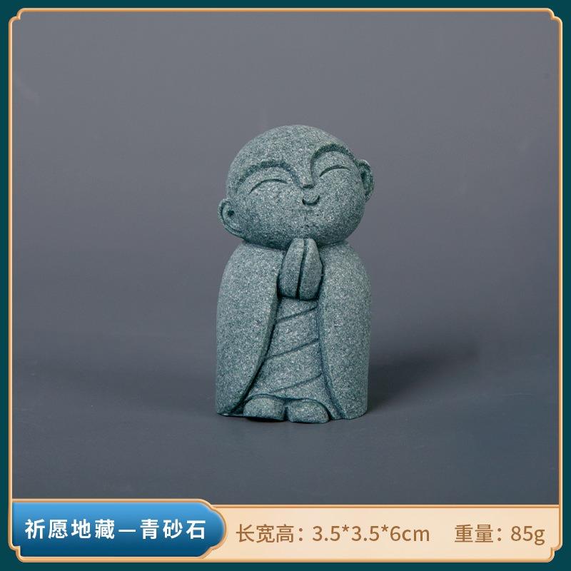 

Japanese Buddha Figurine Good Luck Feng Shui Praying Monk Statue Miniature Ornament for Fish Tank Aquarium Home Garden Decor