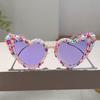 Heart Shape Sunglasses with Pearls and Sprinkles Fashion Cute Multi-color Decor Shades New Trendy Original Sun Glasses
