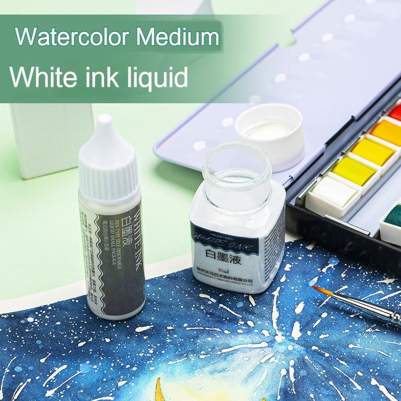White Ink 18ml/35ml Stay White Pigment Cover Liquid with Soft Pen Brush Watercolor Painting Bottle School Office Art Supplies