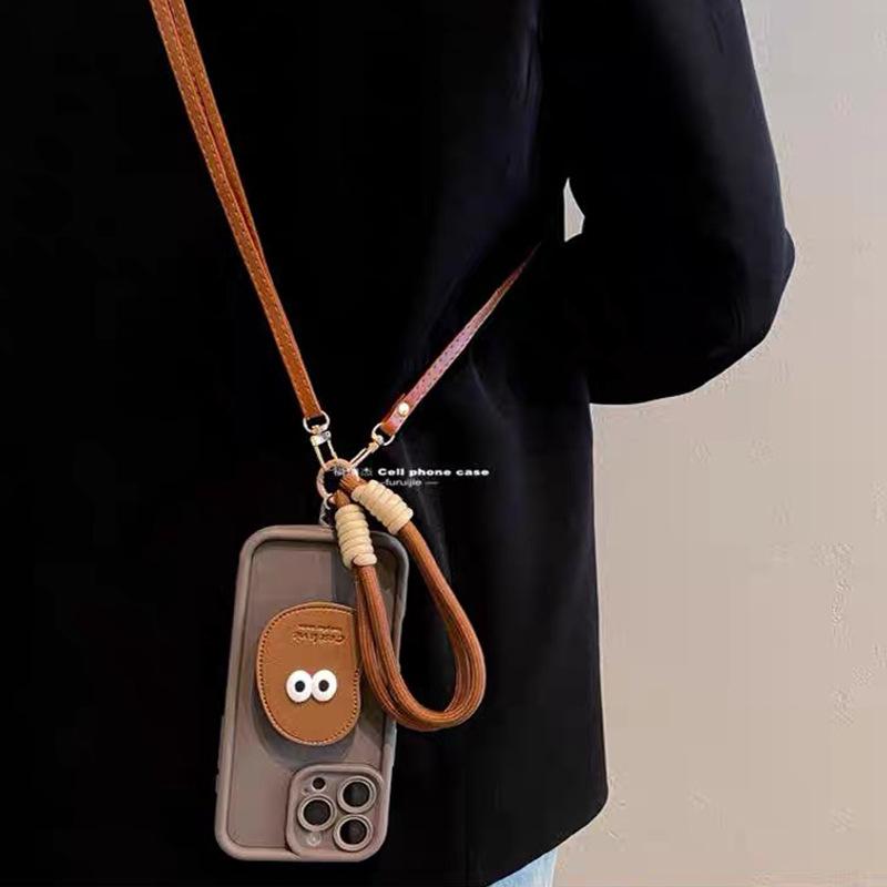 Eye Special-Shaped Leather Airbag Holder Mobile Phone Case Is Suitable For Iphone16Promax Apple 15 Messenger Rope 14.