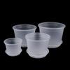 1Pc Transparent Round Orchid Pot With/Without Tray Root Control Plastic Orchid Pots With Holes Breathable Plant Growth Container