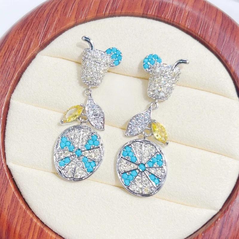 Neue europäische und amerikanische Modeohrringe Lange Sommer-Zitronentee-Ohrringe Frische und süße Ohrringe Ohrringe für Damen