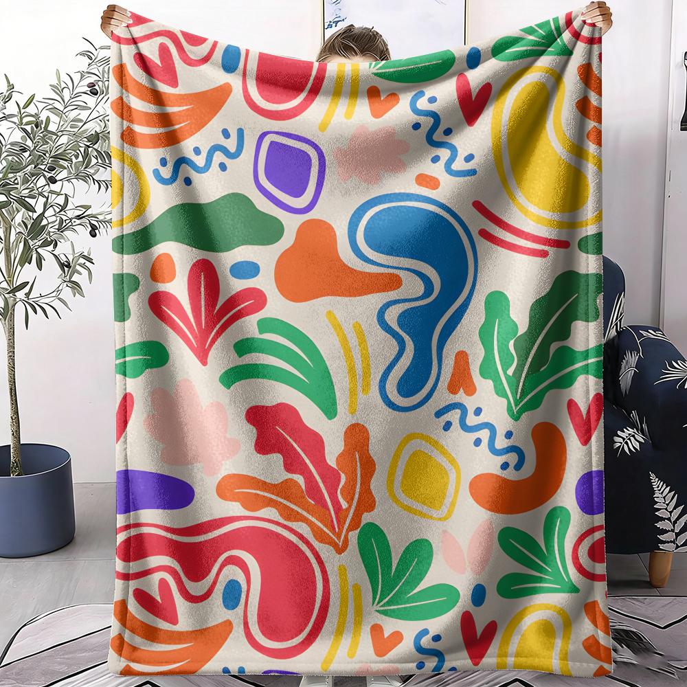 Colorful Vectors Throw Soft Flannel AC Blanket Lightweight Summer Nap Throw Cozy  Blanket for Sofa Bed Travel Home