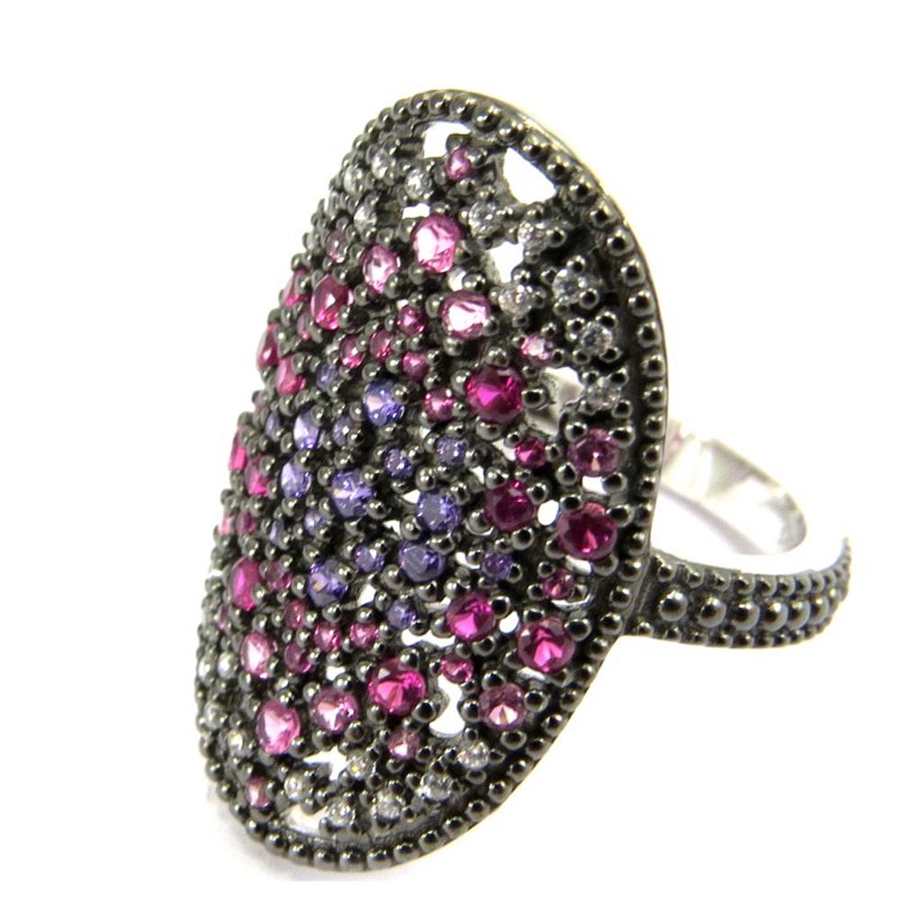 Black Purple 'Sappho' Silver Ring
