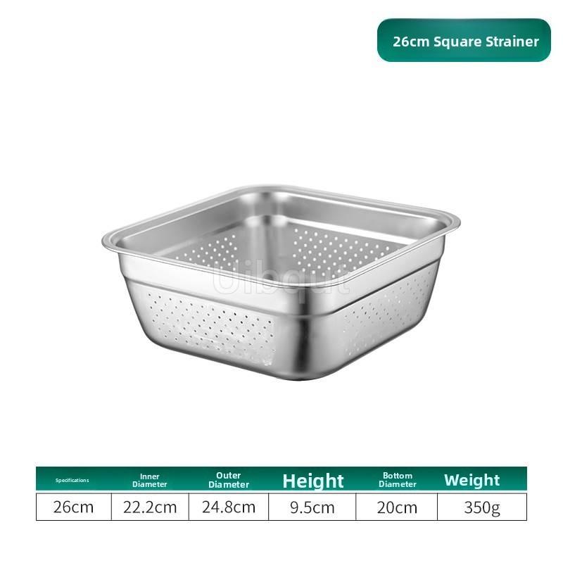 304 Stainl Steel square hole basin Drain Plate BBQ Oil Drain Tray Cup Draining Tray Waing Vegetables Filter Net Water Cup Tray