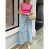 Summer Women's V-Neck Ribbed Knit Cami Top Lace Trim Sleeveless Casual Vest for Spring Outdoor Wear
