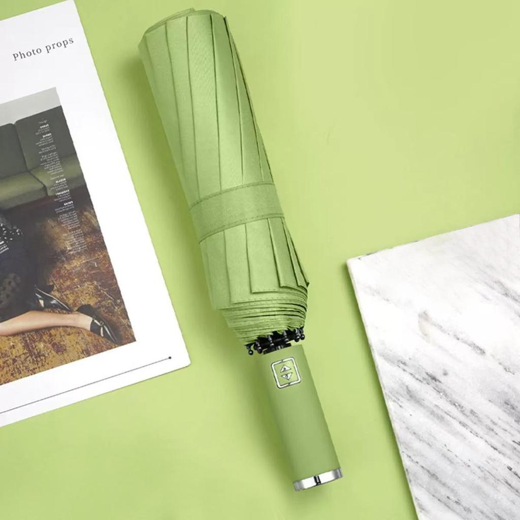 Fully Automatic 10-Rib UV Protection Folding Umbrella - Black Glue Sunscreen for Rain or Shine