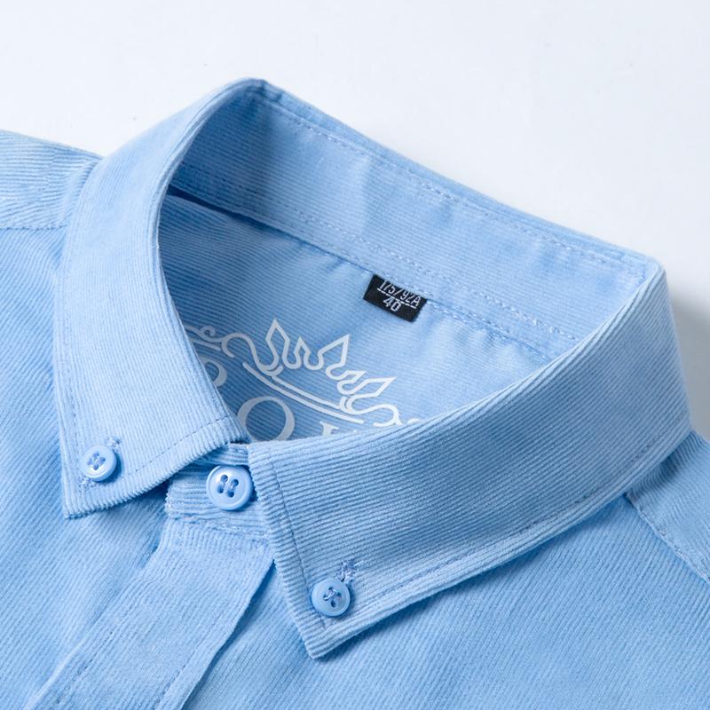 100% Coduroy Warm Long Sleeve Men Casual Shirts Winter Cotton Solid Male Business Shirt