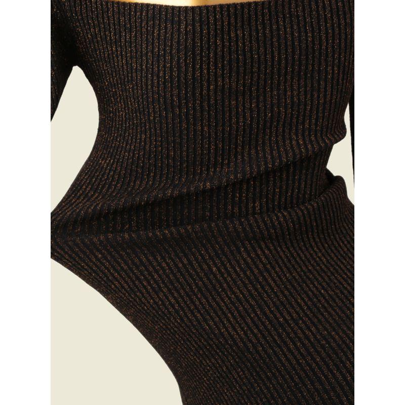 French style Pure Desire Puff sleeve Light Luxury Black Gold Square Collar Sheath Short dress Foreign Trade Slim fit Silver Long sleeve Knitted dress