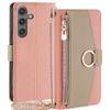 Pro Samsung Galaxy S24 Makeup Mirror Zip Kryt na kapesní telefon Pouzdro proti poškrábání s popruhem přes rameno