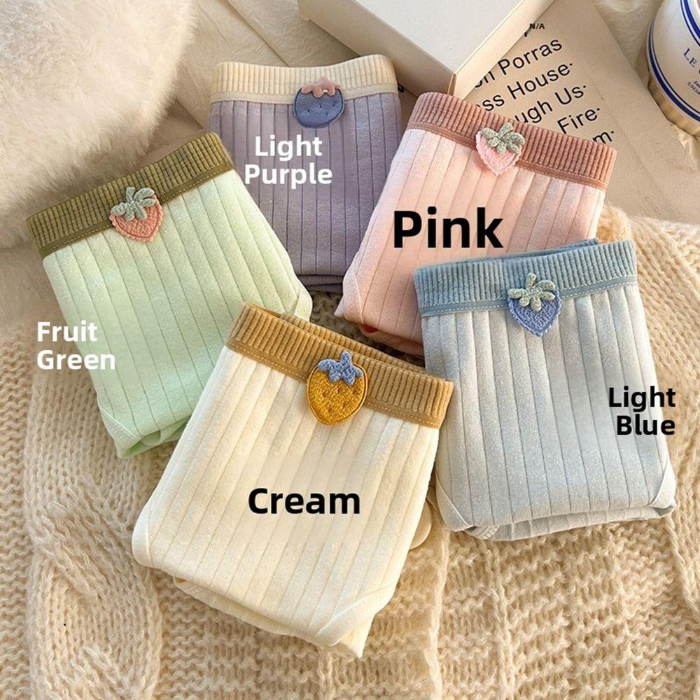 5Pcs Knitted Fabric Seamless Triangle Panties Large Size Mid Waist Underwear  Student Girl