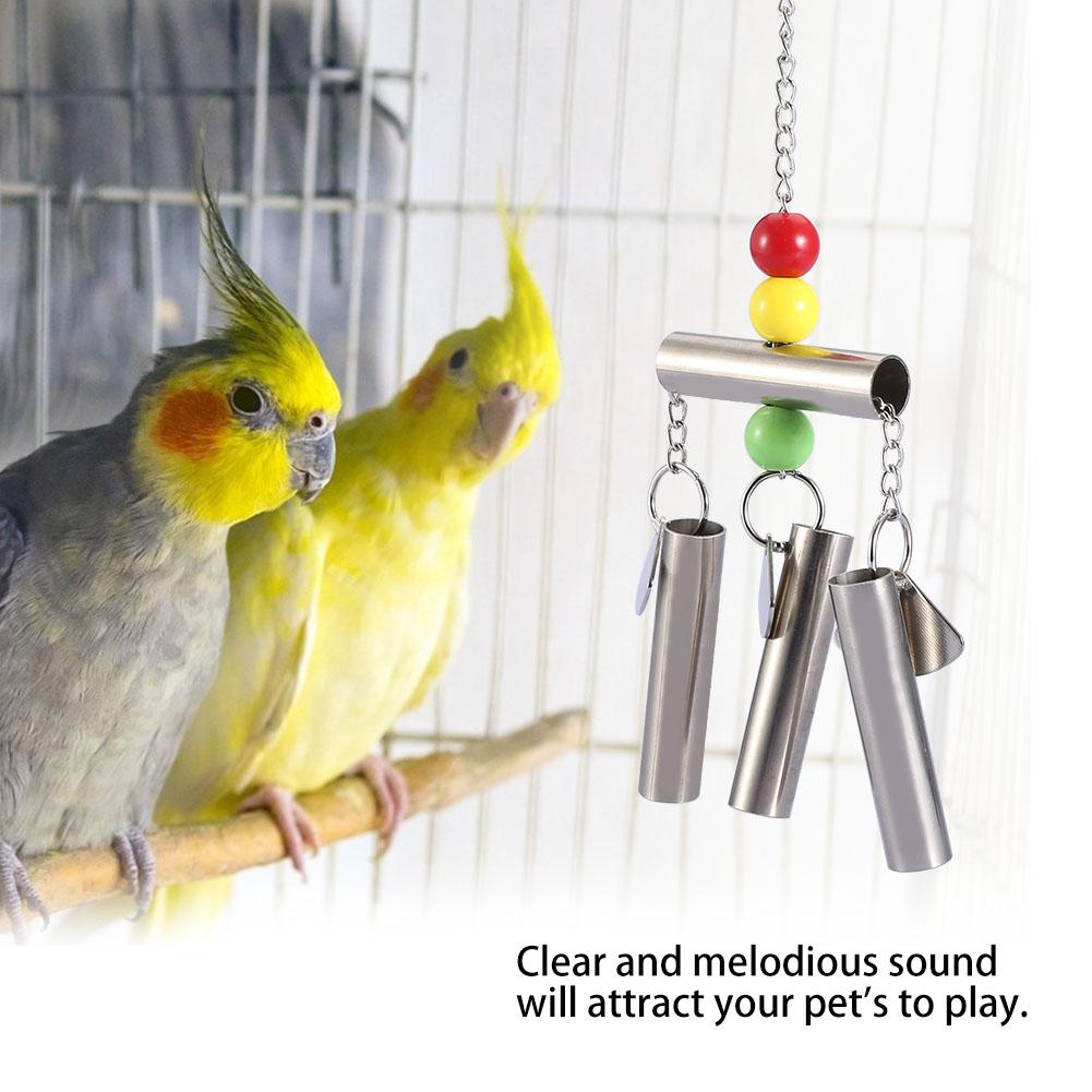 Stainless Steel Bell Toy for Birds Middle large Size Parrot Standing Toy Cage Decor
