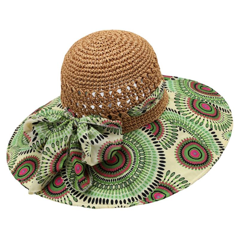 Floppy Sammenleggbar Dame Dame Strå Strand Solhatt Sommer UV-beskyttelse Reise Bredbremmet Caps