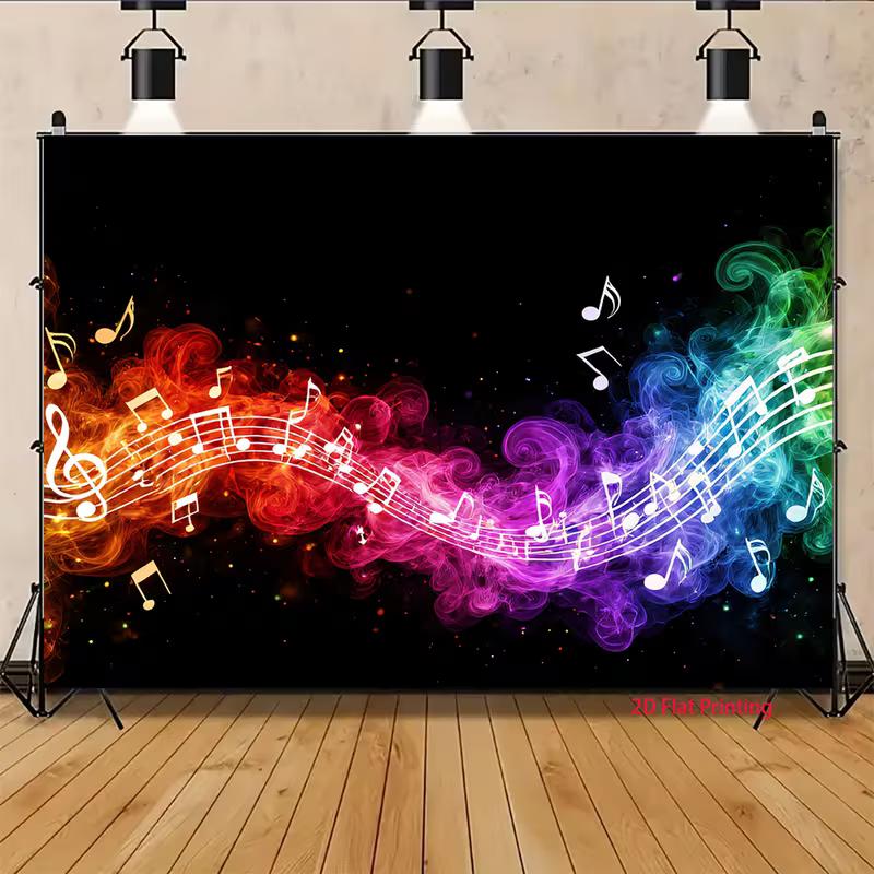 2D Abstract Colorful Music Smoke Backdrop Music Themed Party Photo Booth