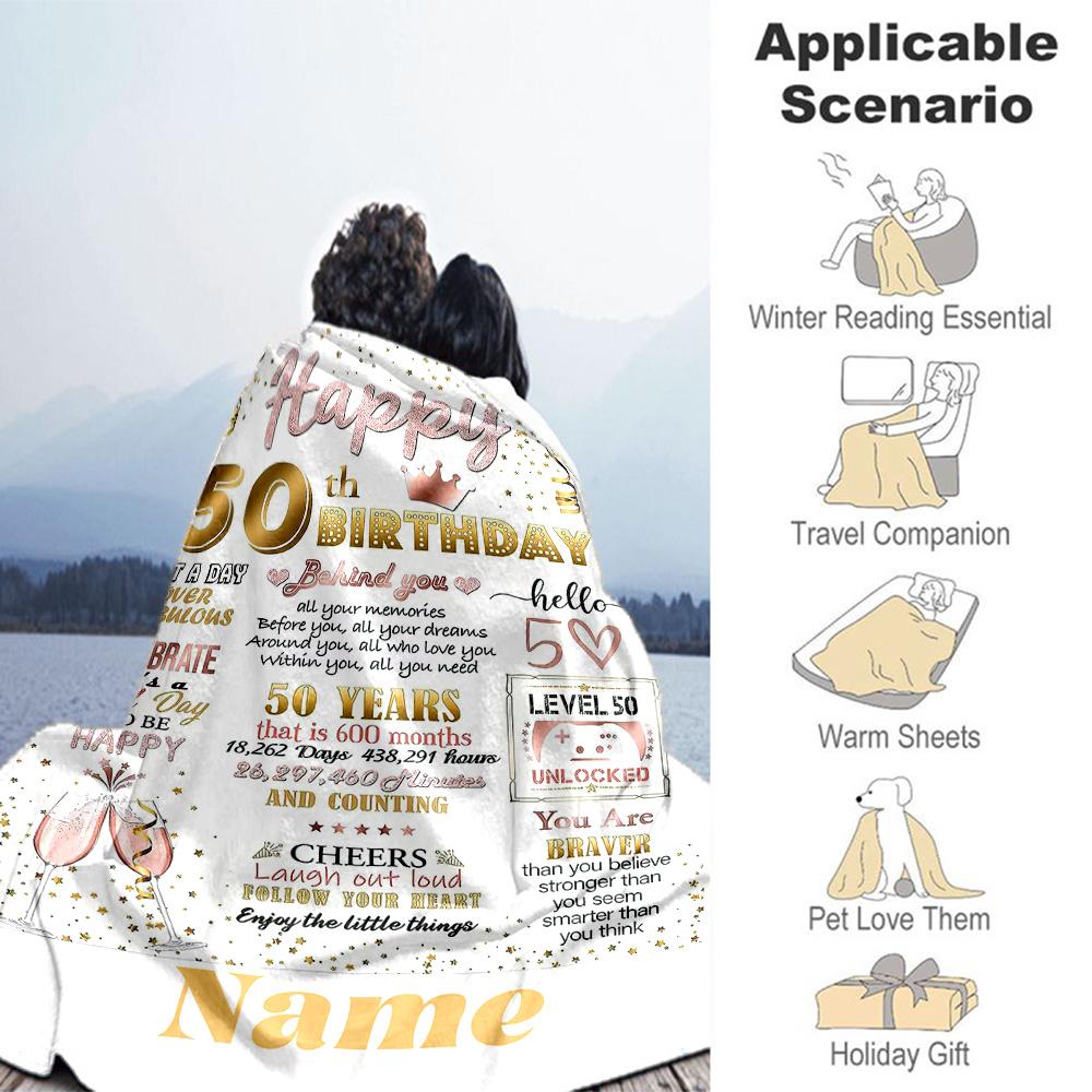 Birthday Personalized Text Blanket Throw Personalized Blanket Soft & Cozy Suitable for Livingroom Office Chair Bedding Living Room for All Occasions