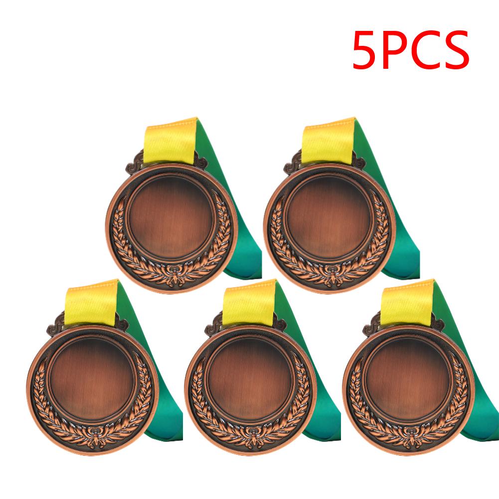 5-20PCS 2 Inches Gold Silver Bronze Prize with Neck Ribbon 1st 2nd 3rd Prize Medal Round for Kids School Sports Meeting
