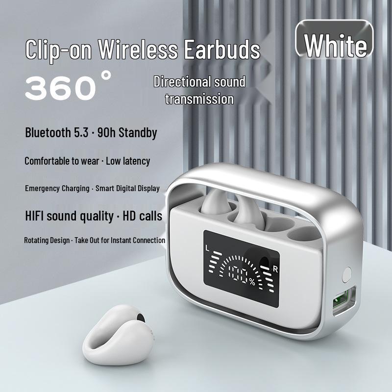 New Mini Wireless Clip-on Bluetooth Earbuds with Charging Case and Battery Display